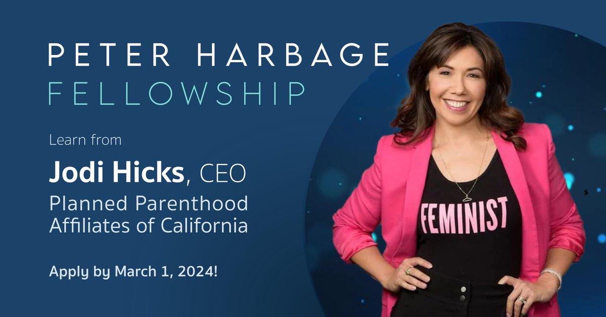 The Peter Harbage Fellowship offers recent MPH, MPA &amp; MPP graduates an invaluable work &amp; mentorship experience focused on improving health in California. 

This year’s fellow will work closely with <a href="/PPActionCA/">Planned Parenthood Affiliates of California</a> CEO Jodi Hicks (<a href="/jodihicks/">Jodi Hicks</a>)! 

Apply by 3/1: harbagefellowship.com