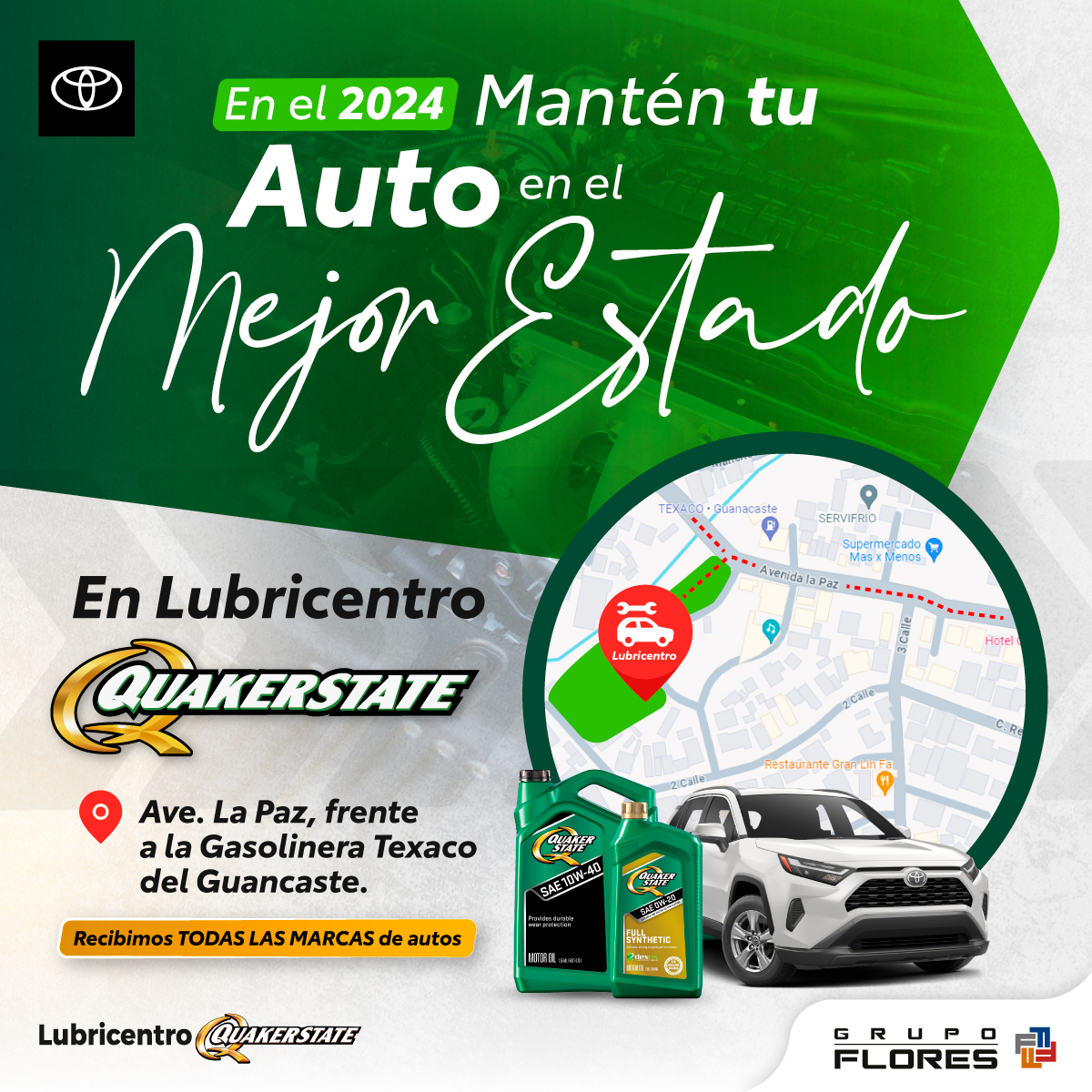 toyotahonduras's tweet image. Dale a tu auto el mejor cuidado, con el mantenimiento de calidad que solo Lubricentro Quaker State puede ofrecerte.
Visítanos en Colonia Palmira de Tegucigalpa.
WhatsApp: wa.link/fmy5h8
Web: toyotahonduras.com/servicios/rese…
#LubricentroQuakerState #QuakerState