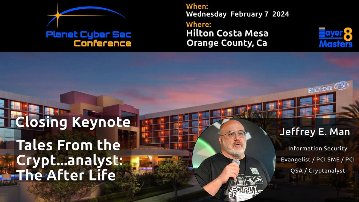 Layer8Masters's tweet photo. Get ready for an epic conclusion to the Planet Cyber Sec conference with our exclusive closing keynote, featuring the riveting journey of @MrJeffMan!
From his beginnings as a #Cryptologist at the National Security Agency to becoming the primary architect of the first NSA Red Team, Jeff brings a wealth of experience and insights to share during the final installment of his "Tales from the Crypt...Analyst" series.
Join us as Jeff recounts his transition to the private sector in the early days of Information Security consulting. He'll take you on a rollercoaster ride ranging from the need for firewalls with the dawn of the internet, to the evolution of penetration testing, vulnerability assessments, and security architecture advisory work.
Are the lessons from the past still relevant today? Be a part of this fascinating conversation and find out!
See you at #PlanetCyberSec for a grand finale you won't forget!
https://t.co/DzQUBFd0Fc
#PlanetCyberSec #CyberSecurity #infosec #AI #cyberwarfare #CyberAttack #cyberdefense #ciso #cio
#NSARedTeam #CyberSecurity #PenetrationTesting #Firewall #SecurityConsulting