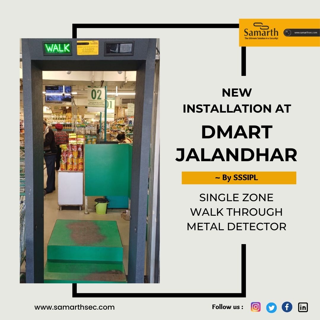 SamarthSec's tweet image. New Installation of Single zone Walkthrough Metal Detector at Dmart Jalandhar - By SSSIPL
#MultiZone #walkthrough #metal #detector #metaldetector #camera #security #dmart #jalandhar #securitysystem #Mumbai #india #maharashtra #mumbai #sssipl