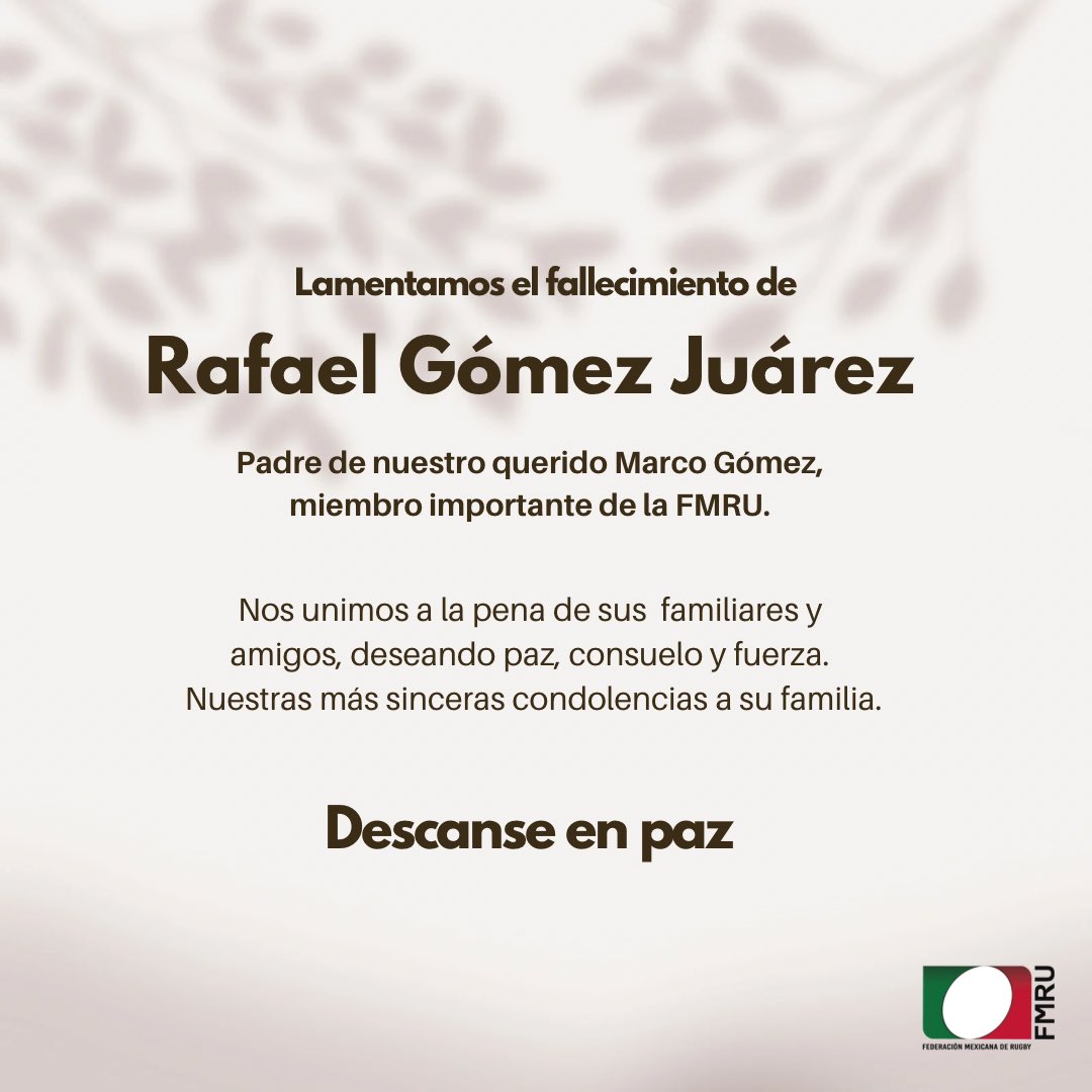 Lamentamos el fallecimiento del padre de nuestro querido amigo y colega Marco Gómez. Nos unimos a la pena de sus amigos y familiares. Que descanse en Paz 🕊️🤍