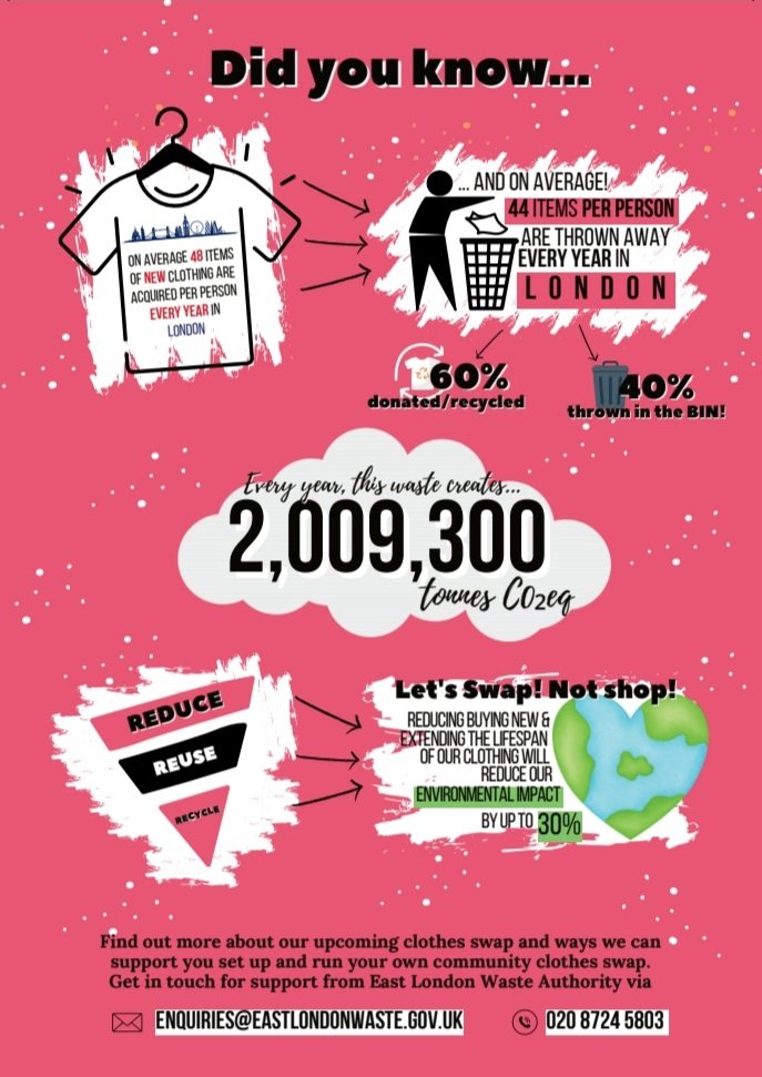 Join us &amp; <a href="/RecycleFYC/">RecycleFYC</a> this #BuyNothingNewMonth for a FREE #Community Clothes Swap on Sat 20th Jan. Bring your unwanted items to Eastbrookend between 11am-1pm and swap them for something else! Also a section for kids toys &amp; clothes, facepainting and more. #reduce #waste #reuse