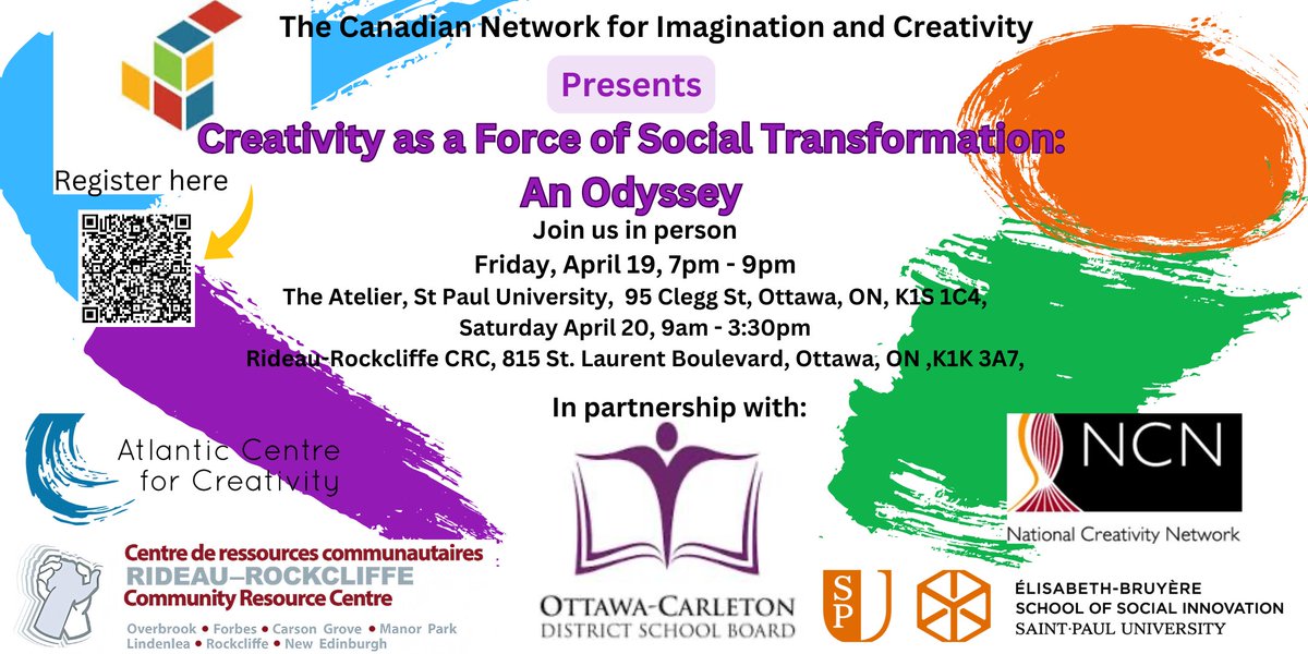 PeterGamwell's tweet photo. Thrilled to share the exciting details upcoming "Odyssey of Social Transformation" event - Ottawa,  April 19th and 20th, 2024. For details and registration follow the QR code on the poster 
#SocialTransformation @OCDSB @NCreativityN @CNICnow @uOttawaEdu #seeyouthere https://t.co/oDK9Hrn5aD