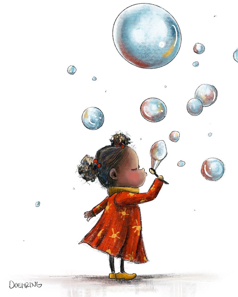 Blowing bubbles on a Wednesday! 

#kidlitart #bubbles #girl #illustration #PictureBooks #picturebookartist
