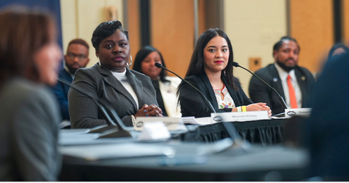 Gregoria Arreola-Meza, a CED MS school counseling istudent, was invited to a roundtable with Vice President Harris to speak about mental health in schools. Continue to be your amazing self, Gregoria! Read more about it here: uncg.edu/news/uncg-stud…