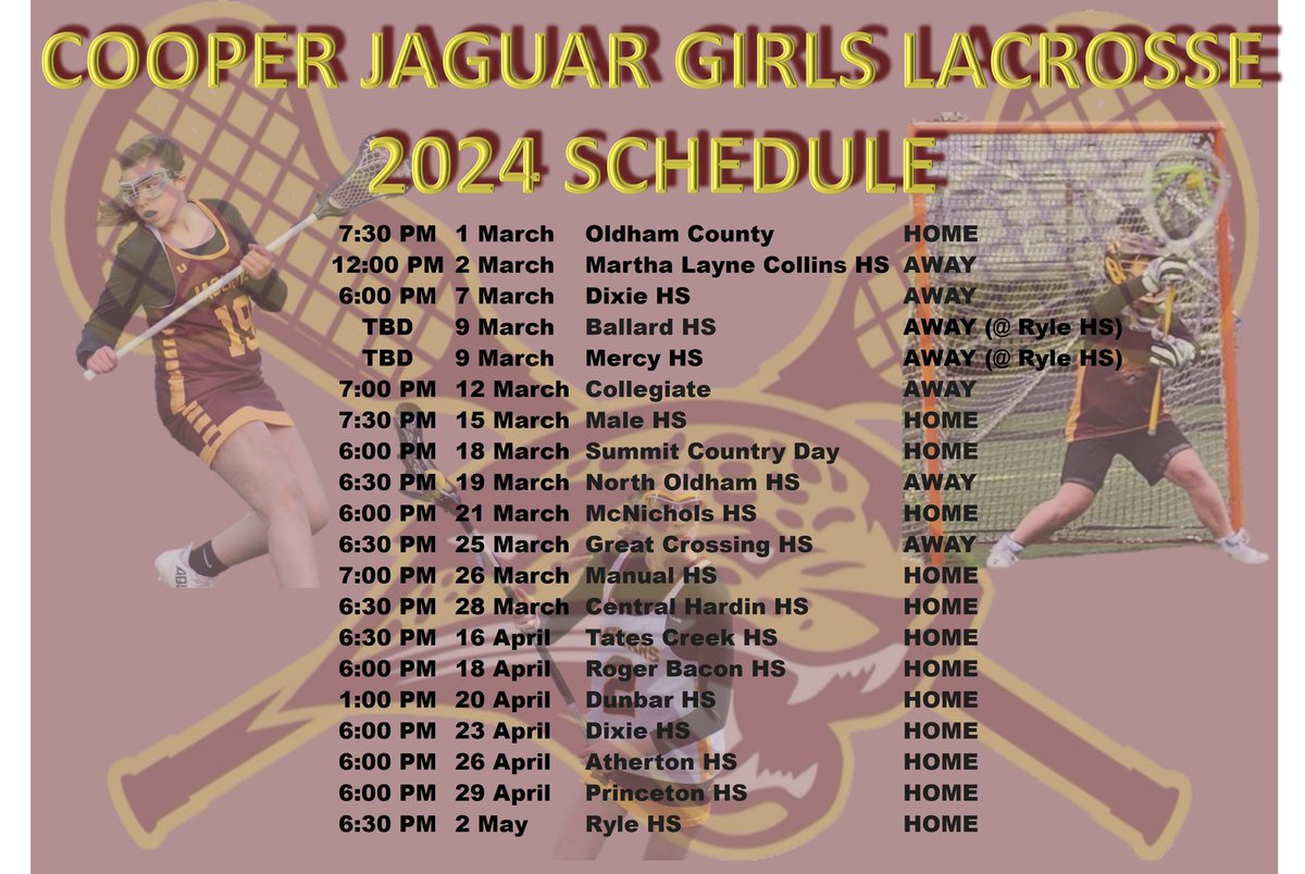 ITS OUR TIME
Attached the schedules for 2024. Going to be a great season. You’ll notice that we have a full slate of games starting in March. That makes our practice sessions that are happening now even more important.