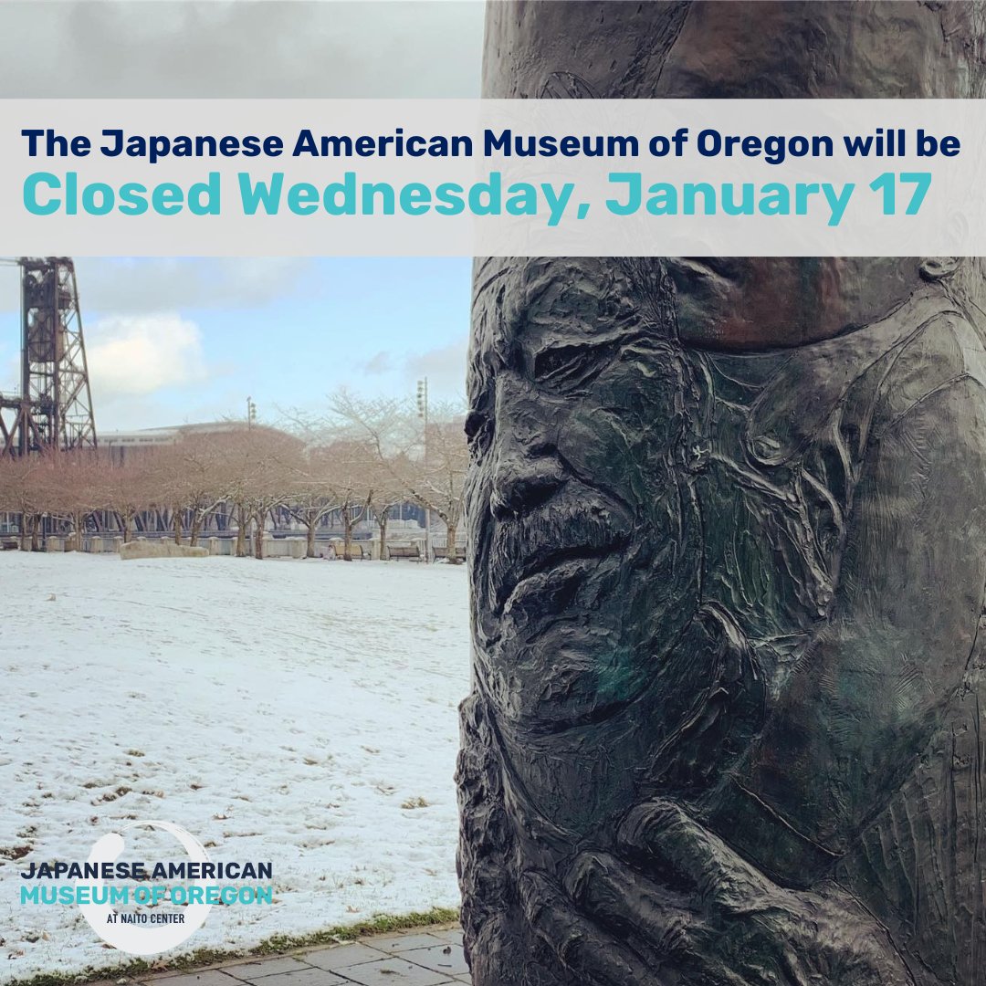 The Japanese American Museum of Oregon will be closed today, Wednesday, January 17, due to the icy conditions on the roads. Please stay safe out there!

 #WinterWeather #PortlandIceStorm #PortlandWeather