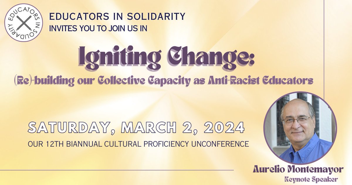 Join @EdsInSolidarity spring 2024 Virtual UnConference “Igniting Change: (Re)-Building Our Collective Capacity as Anti-Racist Educators” 10-2PM CST. Click here bit.ly/425cVFK to register on Eventbrite for FREE. Detailed session info will be shared later.