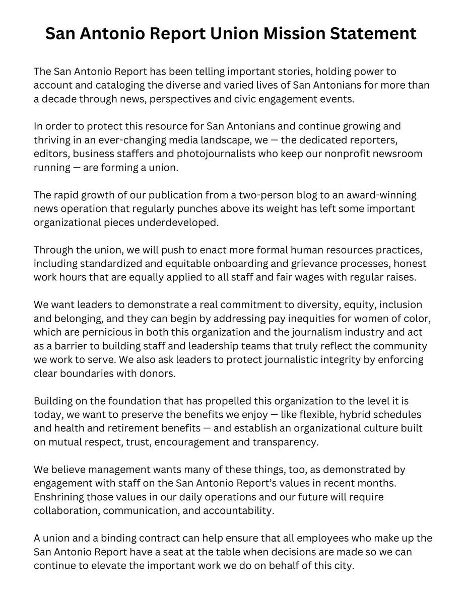 San Antonio Report Union π (@sareportunion) on Twitter photo Read our mission statement! Read our mission statement!