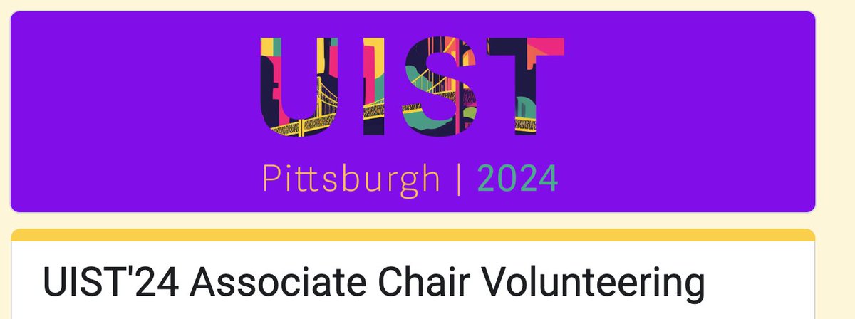 Human-Computer Interaction (@sigchi) community: volunteer to be an AC for the @ACMUIST program committee in 2024 (I heard it will be the coolest UIST?). Apply here: forms.gle/taoP66EcCxf8Yd… (RT #UIST2024 #CHI2024 #AcademicTwitter #AcademicChatter & spread the word!)