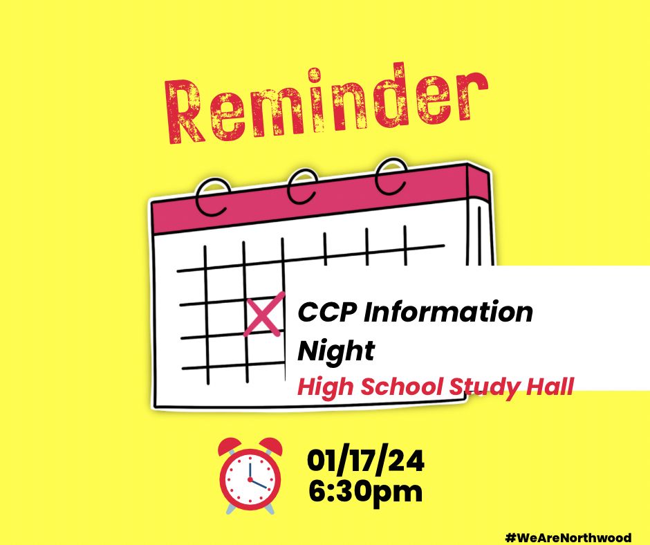 RangerRoundup's tweet photo. The CCP information Night is still being held this evening! If your Ranger is interested in participating in CCP classes next year, please attend this important meeting! #WeAreNorthwood https://t.co/c10sYp8v6P