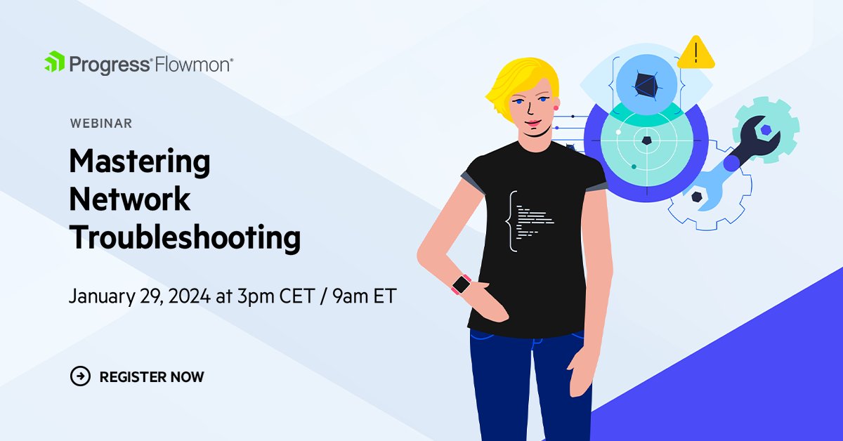 FlowmonNet's tweet image. Dive into the world of #NetworkTroubleshooting with #PavelMinarik, VP of Technology at Progress. Join us for an interactive webinar taking a deep dive into #Flowmon Monitoring Center. Learn to resolve bandwidth and connectivity issues.

Register now! 
prgress.co/3tVaCZ6