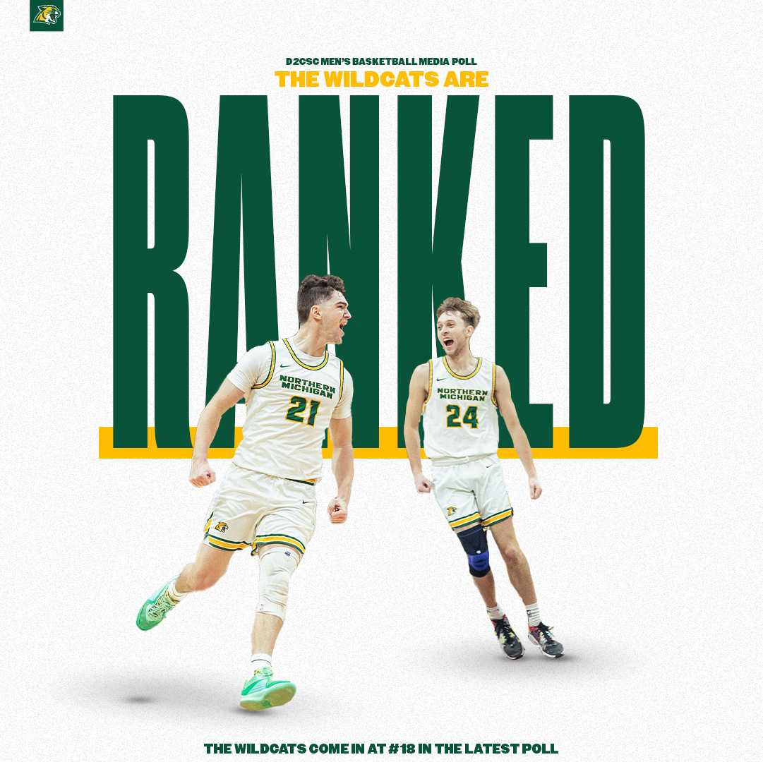 Northern Michigan Men's Basketball (@nmumensbball) on Twitter photo We are ๐๐ผ๐๐๐๐ฟ. The 'Cats clock in at #18 in this week's D2CSC Media Poll!
#GoCats We are ๐๐ผ๐๐๐๐ฟ. The 'Cats clock in at #18 in this week's D2CSC Media Poll!
#GoCats