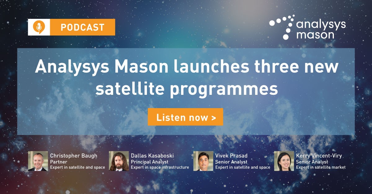 Our Satellite and space experts discuss the newest satellite programmes from the NSR team:

1) Satellite Infrastructure
2) Satellite Capacity 
3) Satellite Mobility 

Listen now: bit.ly/3S4GIJM

#SatelliteStrategy #SatelliteInsights #Satellite