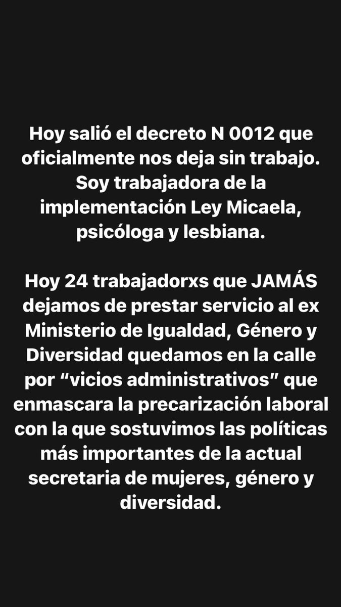 _mugerediscotek's tweet photo. Hoy nos dejaron sin laburo a 24 personas en la actual Secretaría de Mujeres, Género y Diversidad de la Provincia de Santa Fe. 
Hay gente que justifica esta arbitrariedad repitiendo discursos sin fundamentos que, en todo caso, exceden la responsabilidad de lxs trabajadorxs. https://t.co/gjlws6ECVT