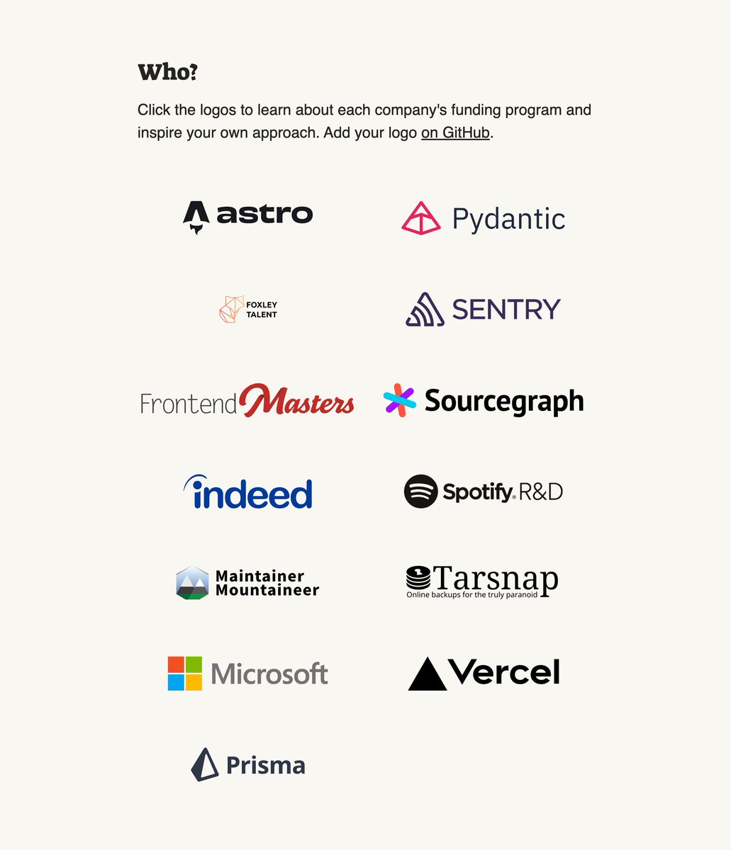 fossfunders.com gettin' goin'. Who's next? 😁 💃

What does your company do to financially support Open Source software? 🤔 Send me a link and we'll get you added. 👍