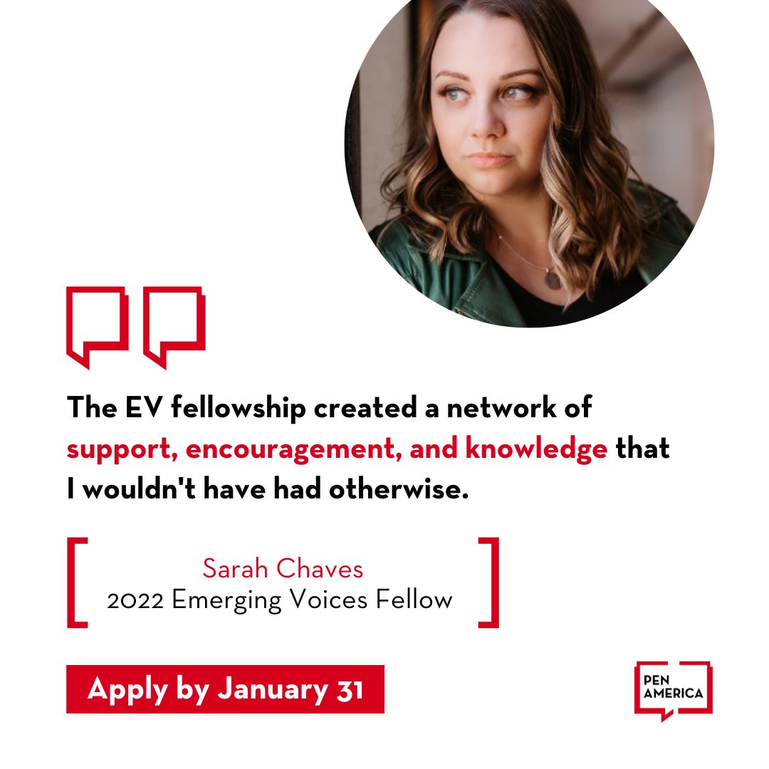 There are two weeks left to apply for the 2024 Emerging Voices Fellowship! pen.org/emerging-voice…