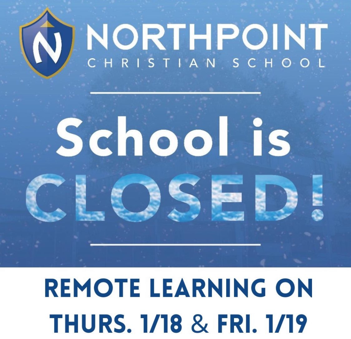 Due to the icy condition of roads and the potential for additional inclement weather, NCS and TrojanCare will remain closed on Thursday, 1/18 &amp; Friday, 1/19. 

Students in grades 1-12 will shift to remote learning on 1/18 &amp;1/19.  Check your email for further instructions.