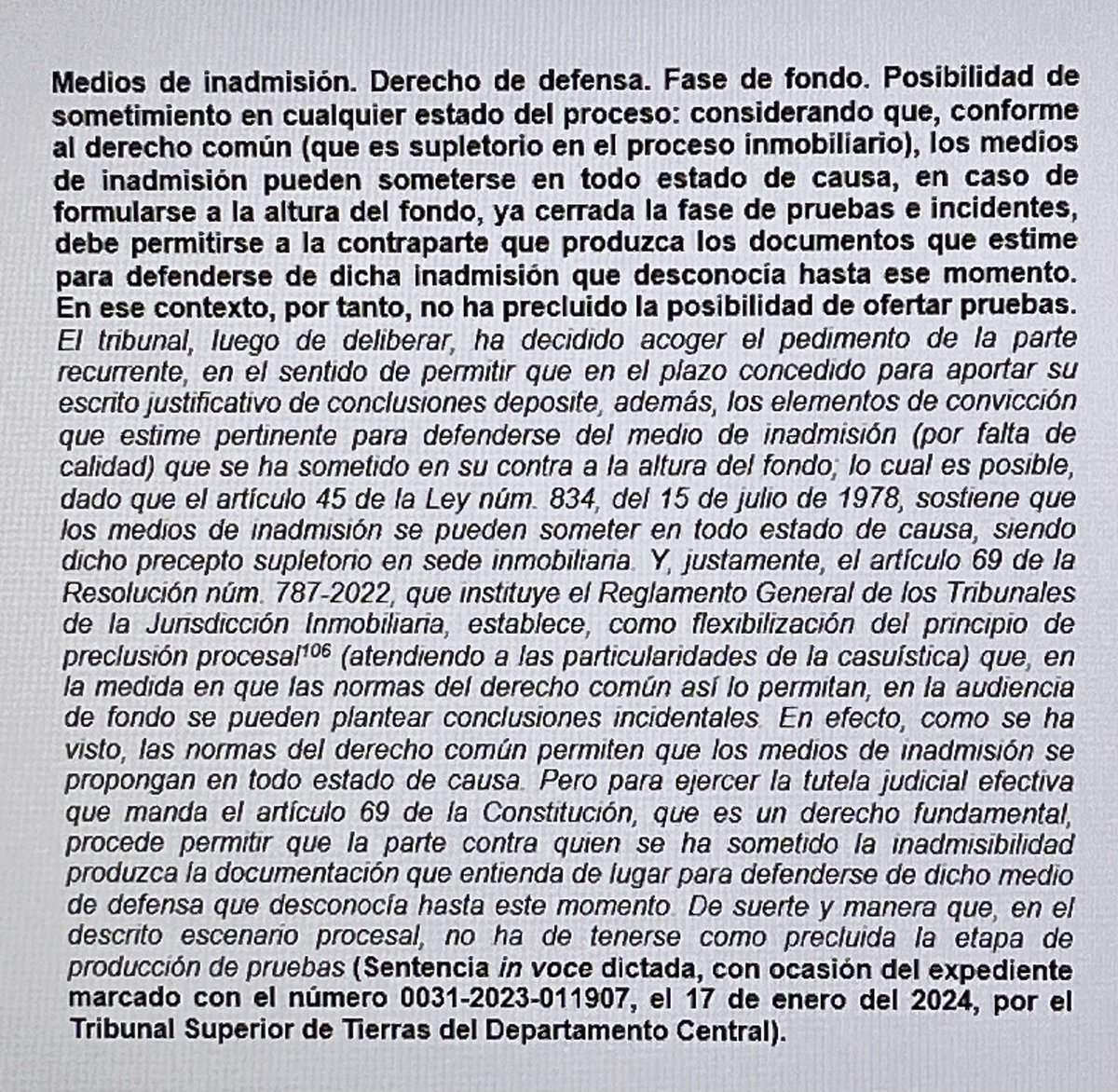 yoaldohp's tweet photo. PROCESO INMOBILIARIO. FONDO. MEDIOS DE INADMISIÓN. DEFENSA. DOCUMENTOS. PRECLUSIÓN. FLEXIBILIZACIÓN. Si  el medio de inadmisión se somete a la altura del fondo, procede permitir que se depositen documentos para defenderse de dicho incidente que era desconocido hasta ese momento. https://t.co/h6m9vsqEP7