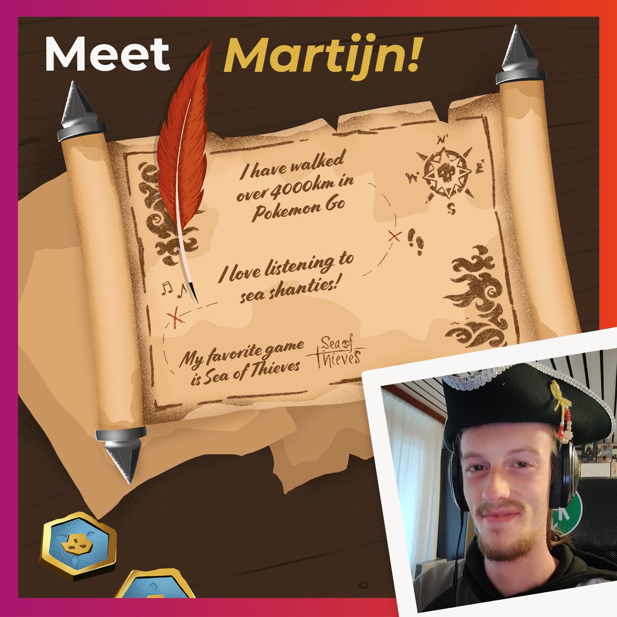 GameDriveNL's tweet photo. New year, new colleagues! 🎆 

Martijn joined Game Drive as Community Manager. With a sharp eye for treasure, we're sure he'll find ample opportunity for the communities to prosper! 🦜 

#GameDriveNL #MeetTheTeam #Indiedev #Gamedev https://t.co/5InJZ94QXS