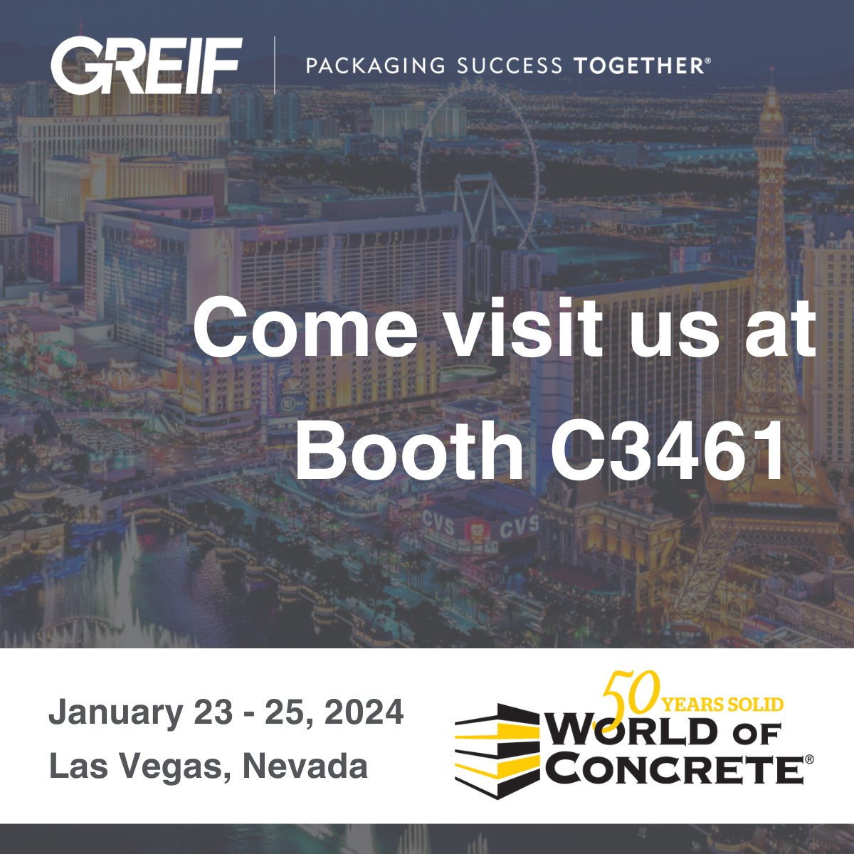Join us at the World of Concrete Show in Las Vegas, NV, from January 23-25! 

Visit our booth, C3461, to discover how Greif EasyPour™ solutions can tackle your construction challenges. See you there! bit.ly/3RYWzK6

#WorldOfConcrete #TubeAndCore #ConstructionProducts