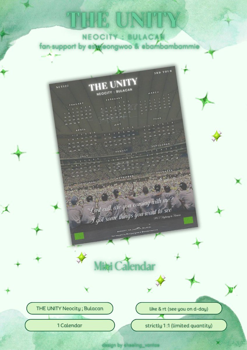 siejeongwoo's tweet photo. NCT 127 NEO CITY: THE UNITY IN BULACAN ✧

✧ fan support by @bambambammie  &amp; @siejeongwoo
✧ design made by: @heeling_vantae

✧ rt &amp; like to spread ✨
✧ let's be moots 🫶
✧ time &amp; loc: TBA
✧see you on the 21st! 💚

#NCT127_NEOCITY_THE_UNITY
#NEOCITY_THE_UNITY_in_BULACAN https://t.co/A4mTcUwBTy