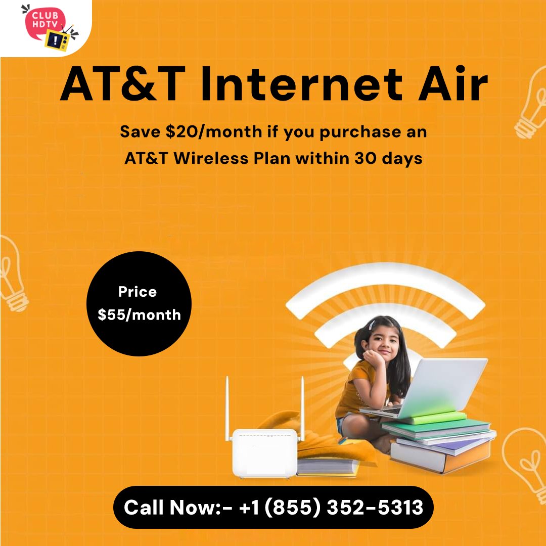 ClubHdtv's tweet photo. Save $20 on AT&amp;T Internet Air
Call us for more inquiry: +1(855)352-5313
Read More: https://t.co/zljAgRCySp
#airinternet #attinternet #internetplans #internetpackages https://t.co/WcLBM3QNYy