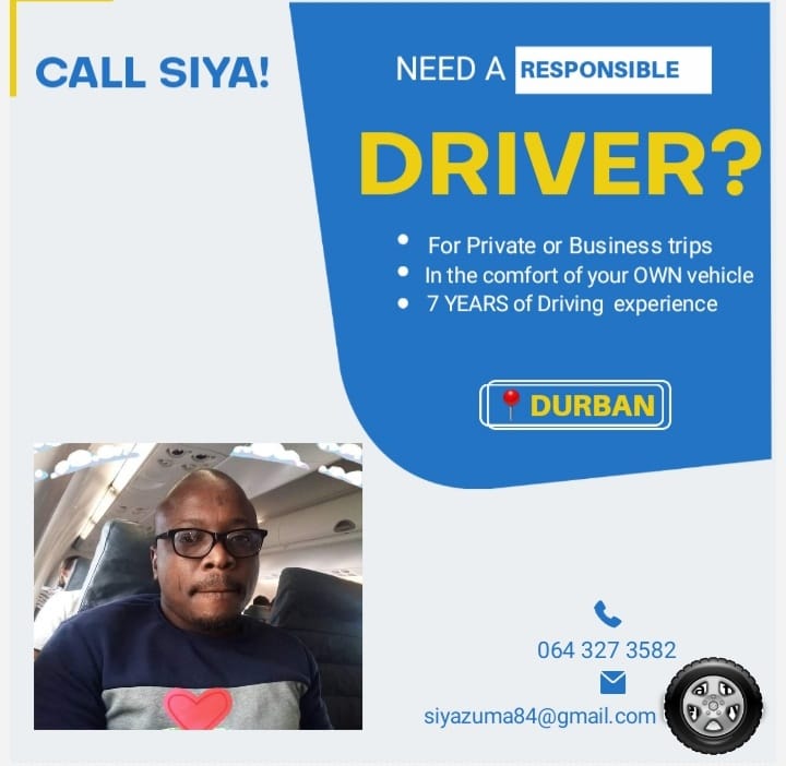 oquadn's tweet image. Hello Good People

If you are from Durban and surrounding areas, and you need a driver to transport you to locations safely in your own vehicle....CALL SIYA😉

#MatricResults2023 
#Cyan 
#Anele
#SkeemSaam