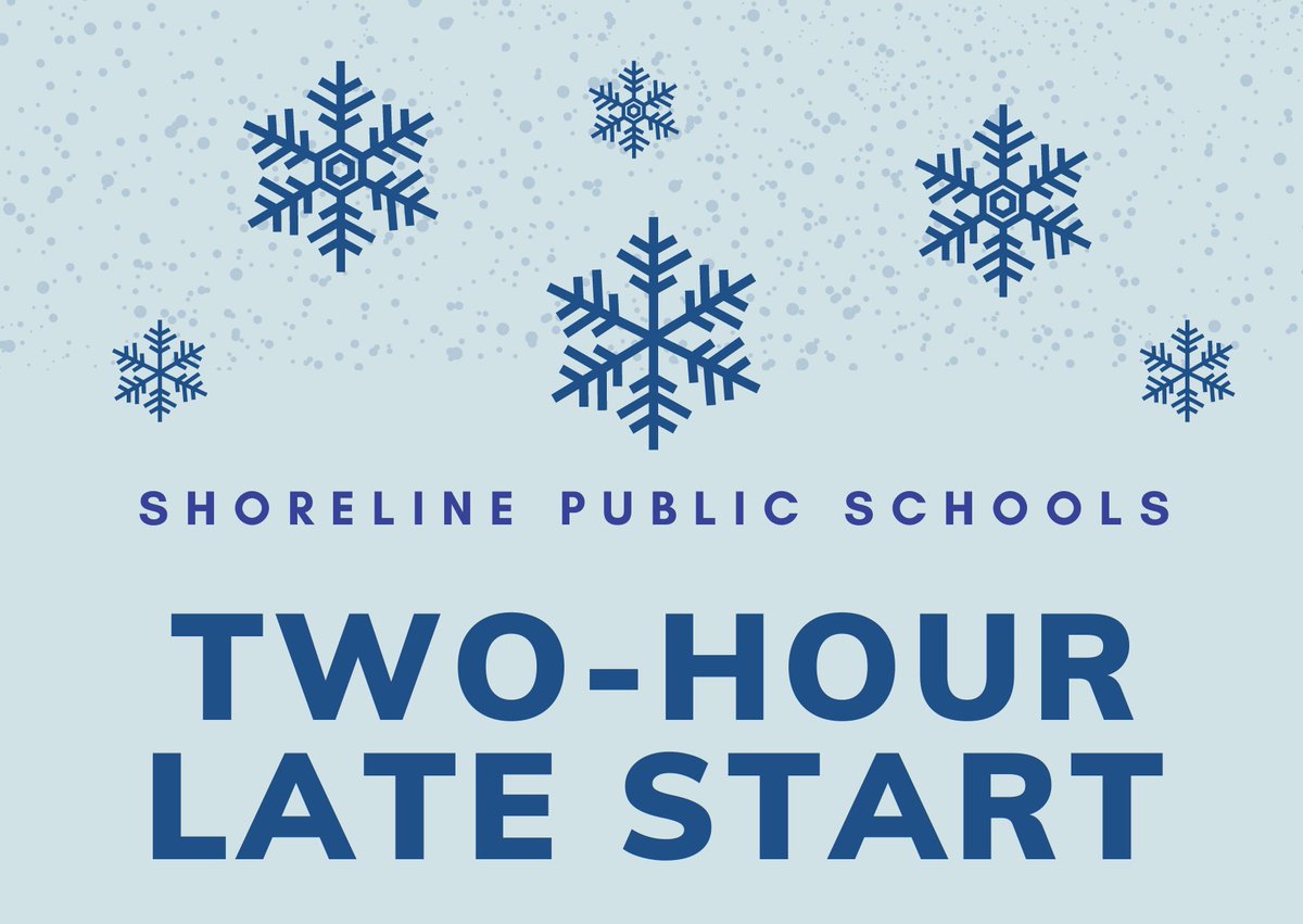 Due to icy conditions, all Shoreline schools will be on a TWO-HOUR DELAY on Wednesday, January 17. Please see ssd412.org/latestart for details.