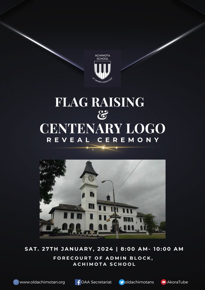 #AchimotaExcellence 🎹 Our entire community and friends of the school are invited to participate in this special event to honor the memory of the founding of our institution. 

This year’s event will coincide with the launch of our centennial logo for #AchimotaAt100 🎹