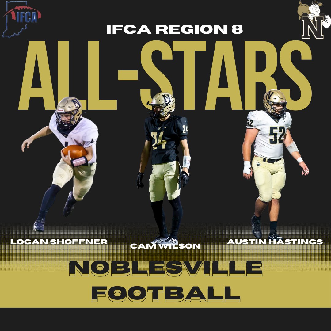 Noblesville Football (@noblesvillefb) on Twitter photo Congrats to the 3 Millers named to the IFCA Region 8 All-Stars!
<a href="/loganshoff1/">Logan Shoffner</a>
<a href="/Ahastings1765/">Austin Hastings</a>
<a href="/CamWilson_24/">Cameron Wilson</a>
#GoMillers #LetsBeGreat Congrats to the 3 Millers named to the IFCA Region 8 All-Stars!
<a href="/loganshoff1/">Logan Shoffner</a>
<a href="/Ahastings1765/">Austin Hastings</a>
<a href="/CamWilson_24/">Cameron Wilson</a>
#GoMillers #LetsBeGreat