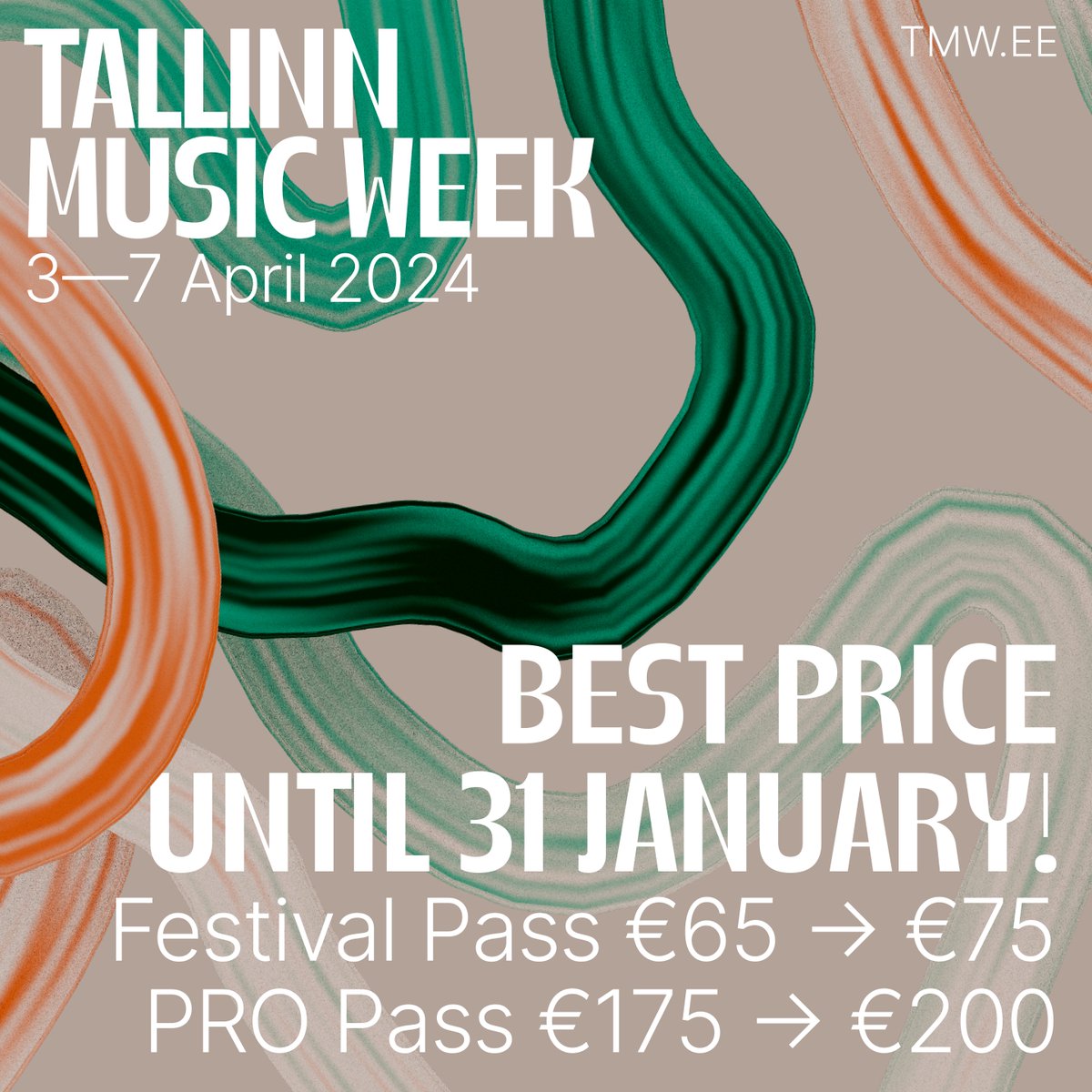 Do you already have a pass for TMW 2024? Prices go up on 1 February & in less than a week the line-up will be revealed! So don't miss out because the time to get your passes is now!💫 🧡Festival pass (65€ → 75€) and PRO pass (175€ → 200€): shop.tmw.ee