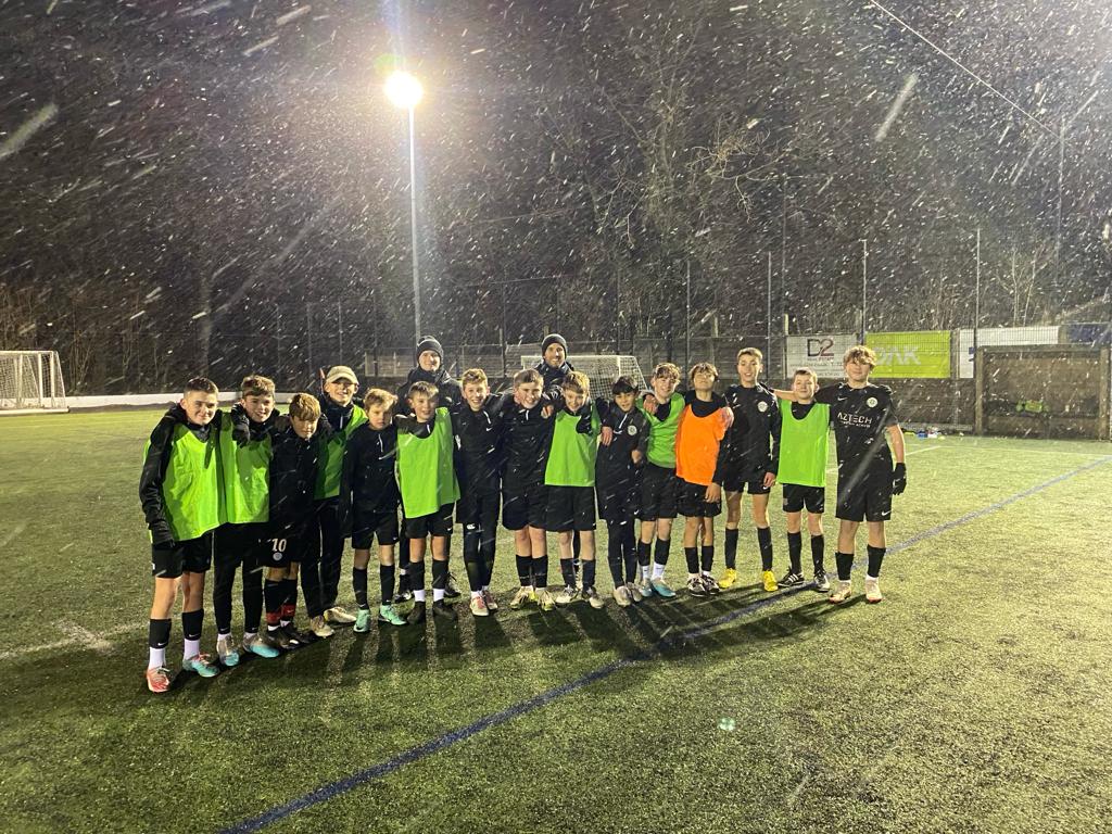 Our U13s enjoying the snow flurries last week.