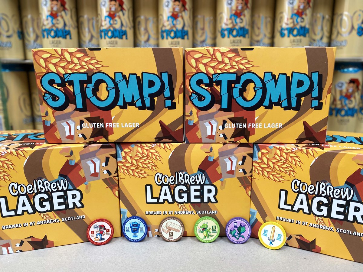 Our signature Gluten Free lager STOMP available to order online! With every 12 pack you will receive one of our exclusive BeerCoins, which you will be able to spend in our merch store later this year.  Order your pack here : coelbrew.com/beer/stomp-lag…… #glutenfree