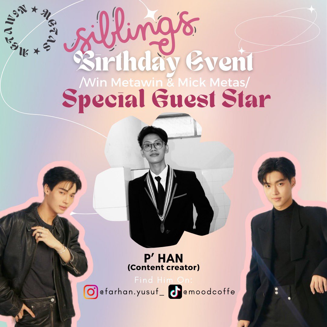 thai_chob's tweet photo. ✨SIBLING’S BIRTHDAY EVENT✨
💚WIN METAWIN &amp; MICK METAS❤

HTM : 50K/pax
*exclude food &amp; drink

📍Alfa-X, S-Parman 
Jl.Taman S. Parman, Grogol Petamburan, West Jakarta

📆 February 24th 2024
⏲ 13.00 - END

Rsvp : 
https://t.co/Vd2D1QQ1h4…

#winmetawin #mickmetas #birthdayevent https://t.co/tTXGfosZqj