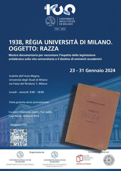 #LaStataleperlaMemoria
🔽🔽🔽
mostra organizzata nell’ambito delle iniziative per il #GiornodellaMemoria dal dipartimento di Studi storici e dal dipartimentodi Filosofia 'Piero Martinetti'
🔽🔽🔽
lastatalenews.unimi.it/1938-regia-uni…