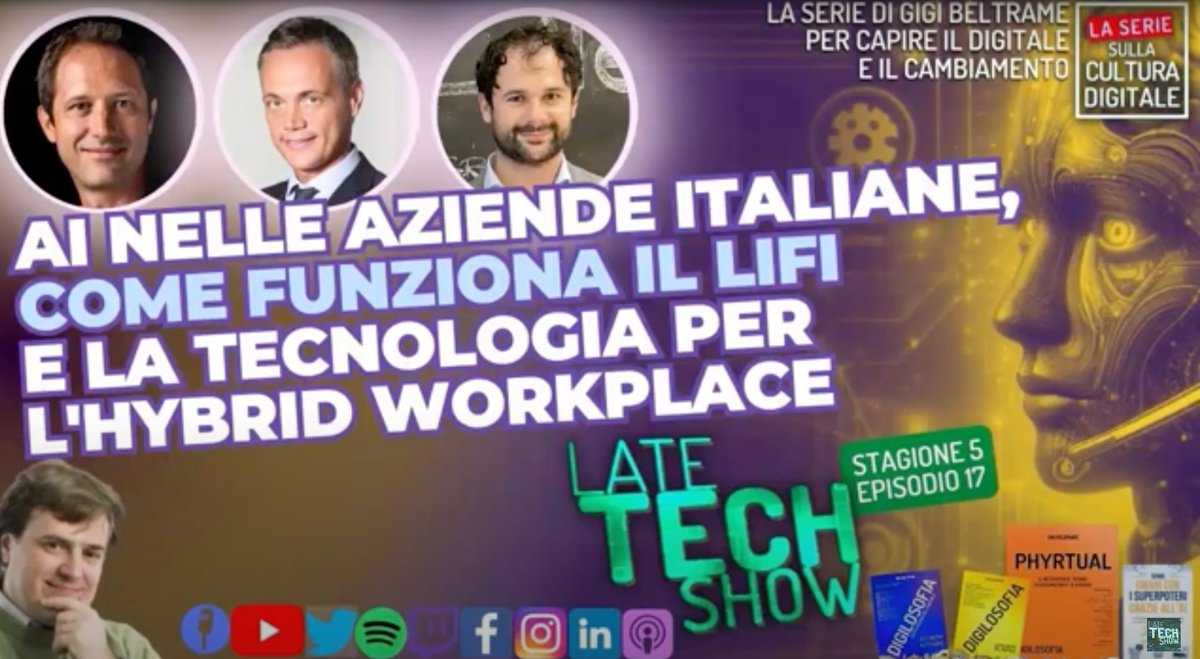 🎙️ #AI e aziende italiane, come funziona il #LiFi e i dispositivi per l' #HybridWorker 😎 Il nostro CEO @Fra7russo ospite della puntata del #LateTechShow di @gigibeltrame ha raccontato vantaggi e sviluppi della nostra #LiFiRevolution. Scopri di più 👉🏼 youtu.be/KnNqoSVK5V0?si…