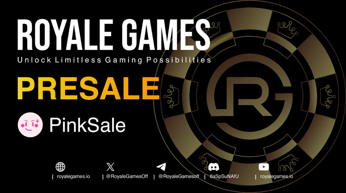 $RCHIP Presale Launching Soon on Pinksale! 🌈 Don't miss your golden opportunity to be part of the Royale Games Project. Stay tuned for updates and book your spot early!

✅Website: royalegames.io
✅Telegram: t.me/royalegamesoff
✅ Discord: discord.gg/8aSpSuNAfU