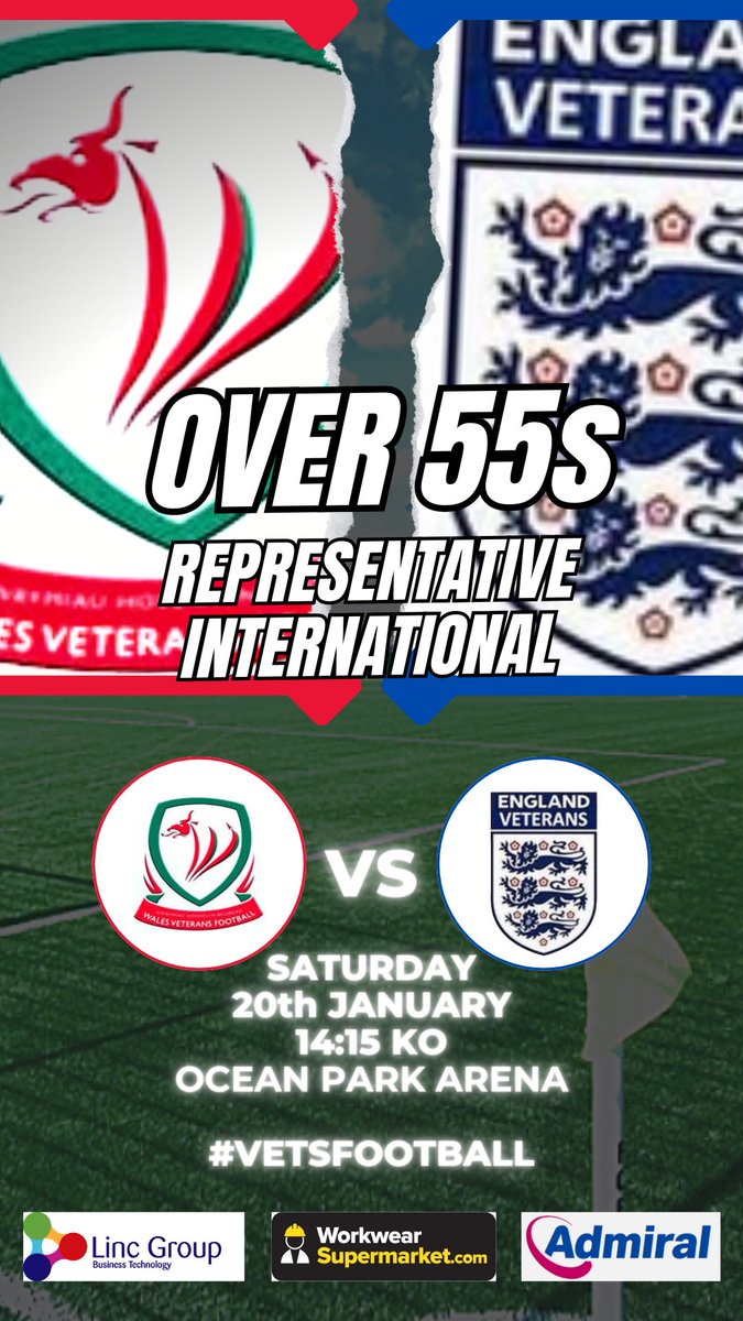 WalesVets's tweet photo. Over 55s Squad Announcement

Manager John Jones takes the helm for his first ‘big’ test and has named a strong squad

The most recent encounter finished 1-1, however the draw was enough for @EnglandVetsFc to become the 2023 O55s Home Nations champions...so there’s a lot at stake! https://t.co/n2tpHLS4Ii