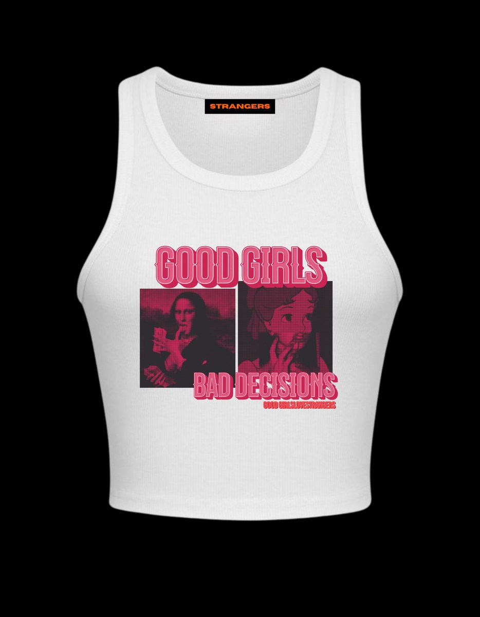 strangerstdku's tweet image. STRANGERS BAD DECISIONS CROPPED TANK TOPS AVAILABLE 🩷