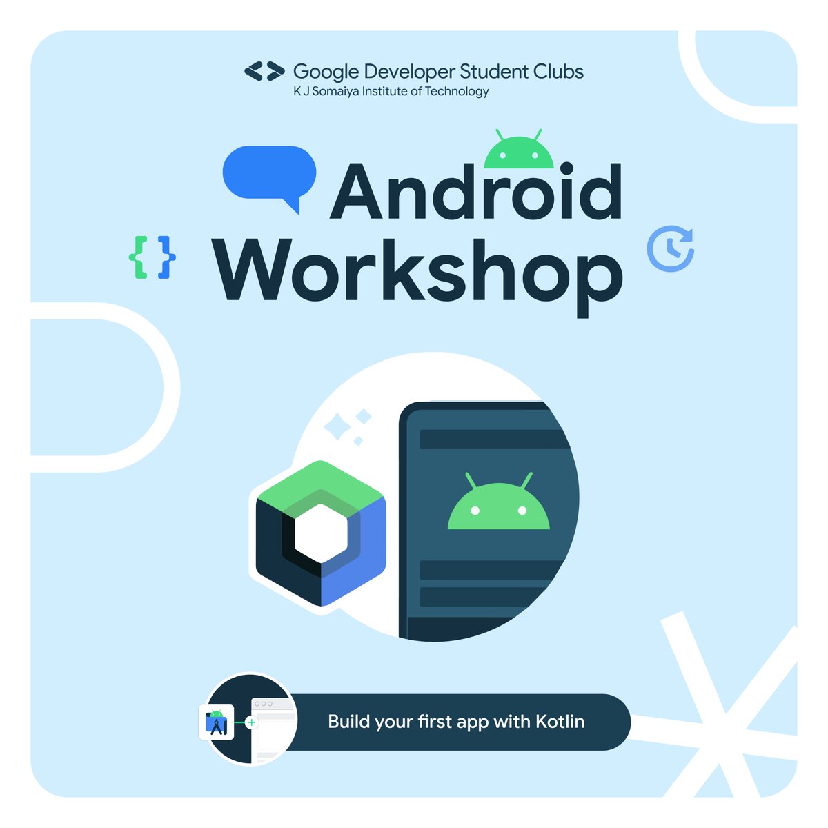 gdsckjsit's tweet photo. Kickstarting the new year with #Android bootcamp !

Newbie ? 
Just for fun ? 
Wanting to learn more ? 
we gotchu ! 
Rsvp Now ! https://t.co/vClrZEIm54

Google Developer Student Club presents Android Bootcamp ' 24.

Day 1 : Offline Lab 502 3:15PM
Day 2 : Online , G-Meet 4:00PM https://t.co/HIYbXAf1lm