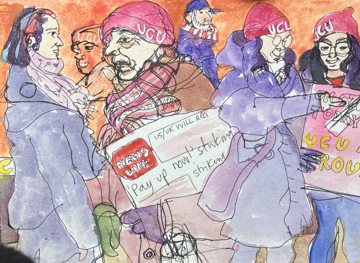 DaveBlacklist's tweet photo. Inga has become our unofficial Artist in Residence for the @ucu picket lines at #CONEL #FEStrike https://t.co/Ckh0bPv9PY