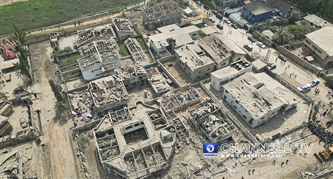 channelstv's tweet photo. PHOTOS: Aerial shots showing site, impact of Ibadan explosion.

Photos: James Igbasan https://t.co/4HBu7atw7f