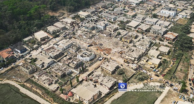 channelstv's tweet photo. PHOTOS: Aerial shots showing site, impact of Ibadan explosion.

Photos: James Igbasan https://t.co/4HBu7atw7f