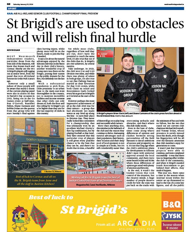 Check out our eight-page All-Ireland Senior Club Football Championship Final preview in this week’s edition, out today! @StBrigidsRos @RoscommonGAA @AIBIreland @Hodsonbayhotel