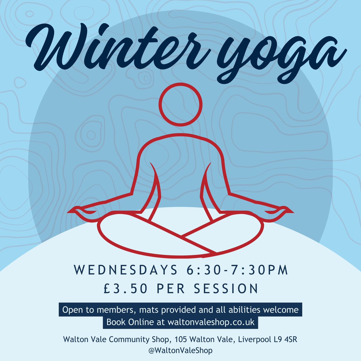 Our Winter Yoga class takes place tonight at 6:30pm ❄️ 🧘🧘‍♀️ Open to all members and abilities, places cost £3.50 and are limited. Find out more and book online here 👇 waltonvaleshop.co.uk/support/yoga-s…