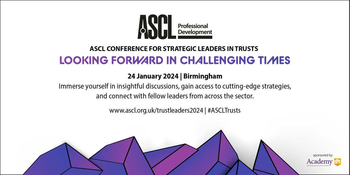 ASCL_UK's tweet photo. Our Conference for Strategic Leaders in Trusts is a great opportunity to hear from an outstanding line-up of expert speakers on innovative strategies for success.

Full programme and online booking here: https://t.co/svXqcvAbeu 

#ASCLTrusts #education #trusts #MATs https://t.co/XzDSAcxAxB