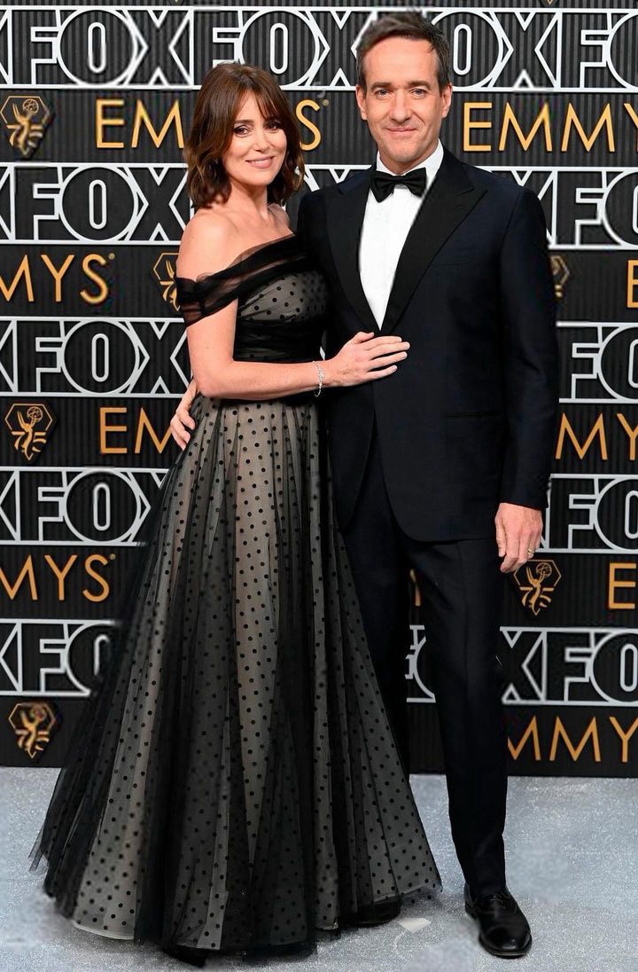 Emmy's Los Angeles: Keeley Hawes in Jenny Packham with Matthew MacFadyen @succession