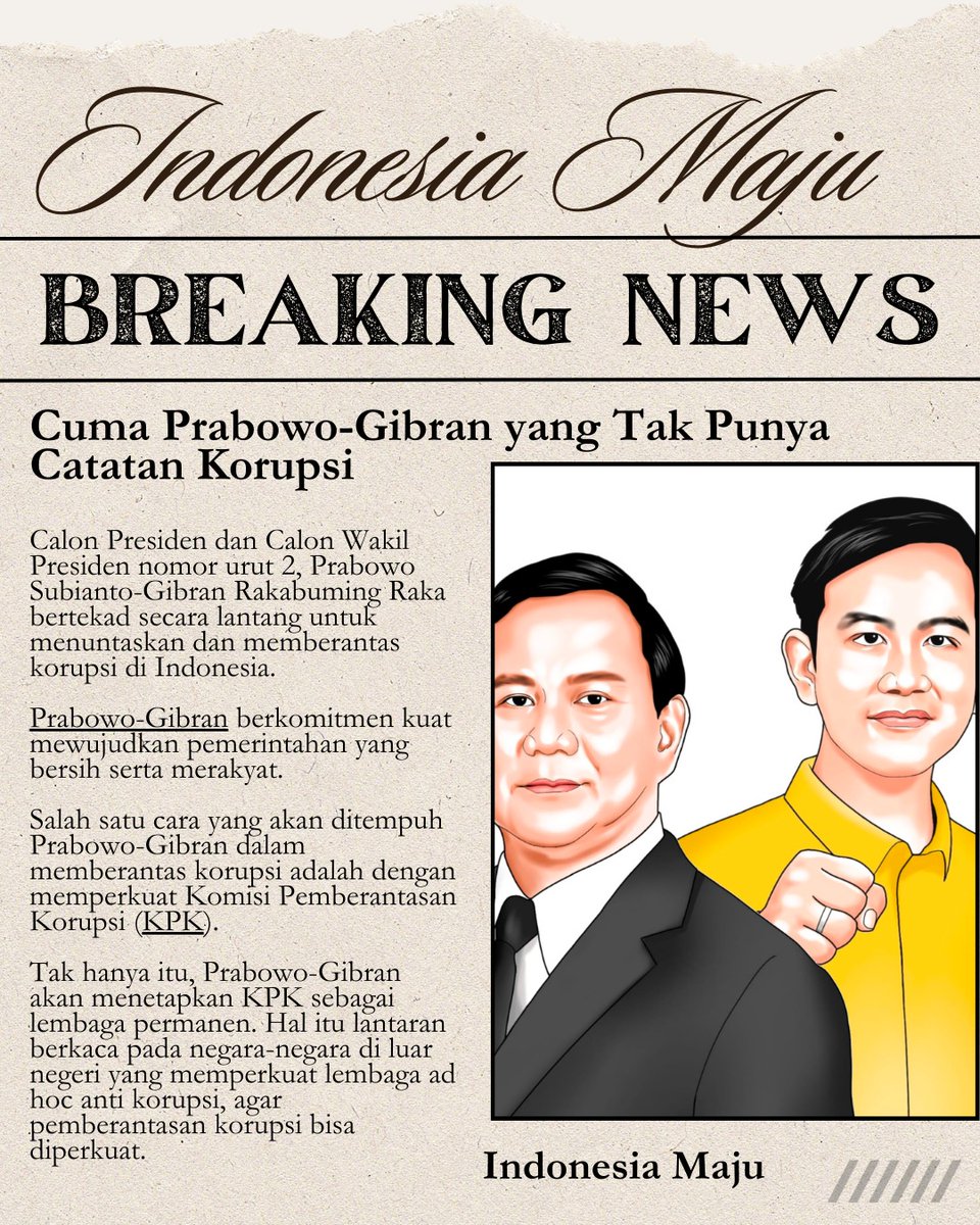 Semakin mendekati pemilu, kita harus sadar dengan pilihan kita. Pak Prabowo dan Mas Gibran yg cocok membawa Indonesia Maju. Beliau2 bersih dari catatan korupsi. ., #YukPindah02 #PrabowoLawanKorupsi #RameRamePindahke02