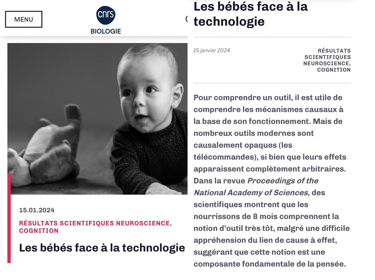 Liuba Papeo (@ljuba_pi) on Twitter photo Yes another fantastic study from the <a href="/BabyLyon11/">Baby Lyon</a> <a href="/ISC_MJ/">Institut des Sciences Cognitives - Marc Jeannerod</a>
asking whether and how babies understand technological devices
Full paper <a href="/PNASNews/">PNASNews</a>
pnas.org/doi/10.1073/pn…
Find a report by the <a href="/CNRS/">CNRS 🌍</a> insb.cnrs.fr/fr/cnrsinfo/le…
Special ambassador for the release: my little Amos 😍 Yes another fantastic study from the <a href="/BabyLyon11/">Baby Lyon</a> <a href="/ISC_MJ/">Institut des Sciences Cognitives - Marc Jeannerod</a>
asking whether and how babies understand technological devices
Full paper <a href="/PNASNews/">PNASNews</a>
pnas.org/doi/10.1073/pn…
Find a report by the <a href="/CNRS/">CNRS 🌍</a> insb.cnrs.fr/fr/cnrsinfo/le…
Special ambassador for the release: my little Amos 😍